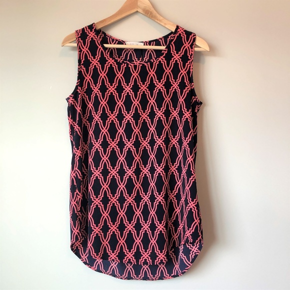 Peach Love - Coral & Navy Blouse - Picture 3 of 7